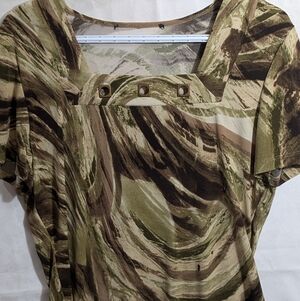 Camouflage Print Women's Top Y2K Tuscan
